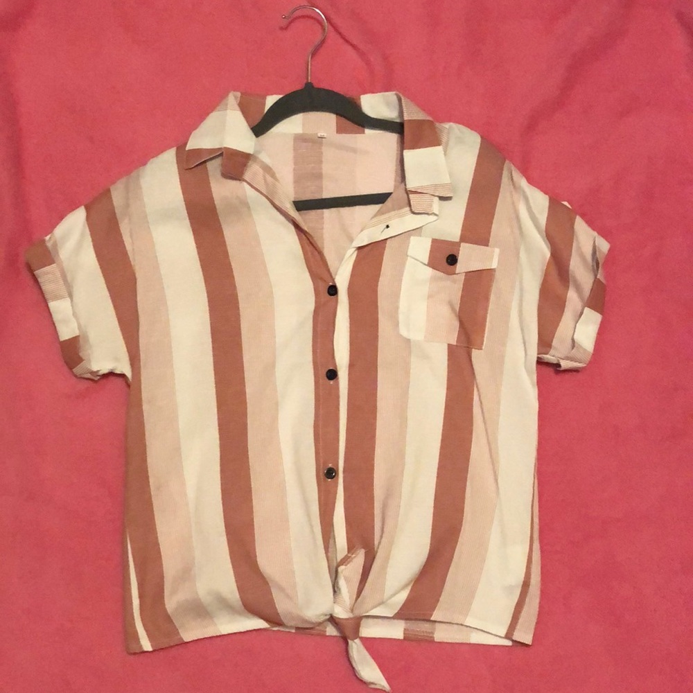 Salmon and white striped top